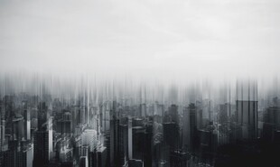 黑白城市天际线景观