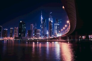 迪拜璀璨夜景城市天际线