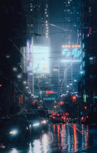 都市雨夜繁华街景