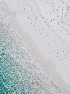 俯瞰海浪拍打沙滩美景