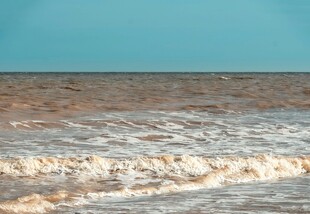 海浪翻涌的壮阔海滨景象