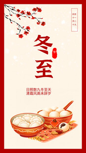 冬至传统美食插画海报