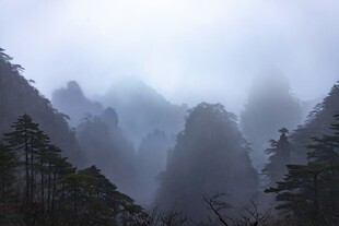 云雾缭绕的壮丽山峰