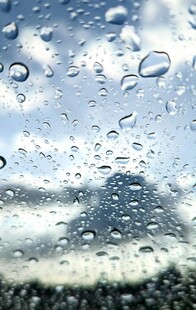 车窗上的晶莹雨滴