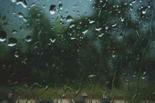 雨幕中的窗外景色