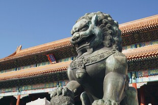 故宫前的威武石狮子