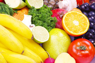 多彩新鲜水果与蔬菜集合