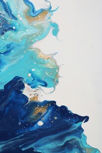 蓝色梦幻抽象流体艺术画