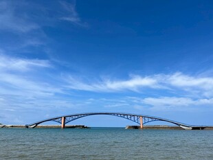 海上拱形大桥风景