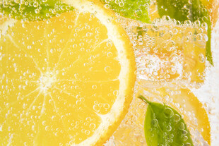 鲜切柠檬与薄荷叶的清新组合