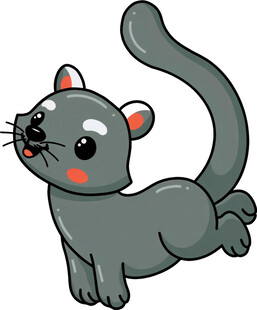 可爱灰猫俏皮奔跑