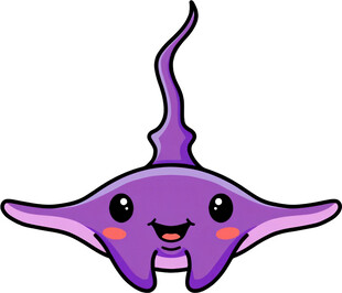 可爱紫色卡通魔鬼鱼