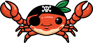 可爱海盗风螃蟹形象