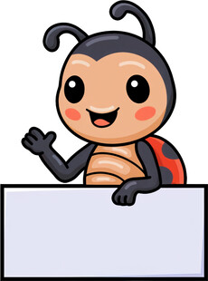 可爱瓢虫举牌