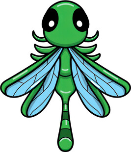 卡通绿色蜻蜓插画