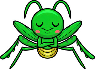 可爱绿色卡通昆虫形象