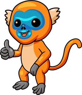 可爱卡通小猴竖大拇指