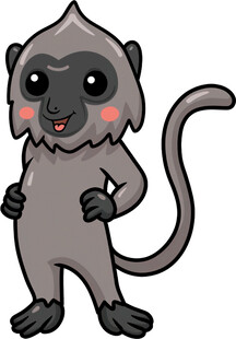 可爱卡通猴子双手叉腰