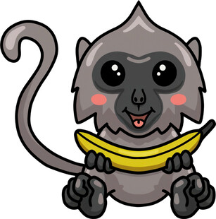 可爱小猴抱香蕉