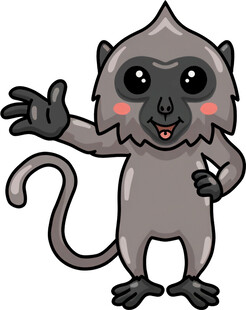 可爱猴子打招呼