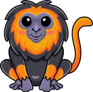 可爱黑橙相间猴子插画