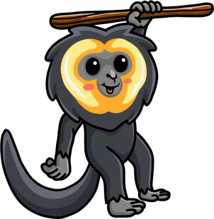 扛木棍的可爱黑猴子