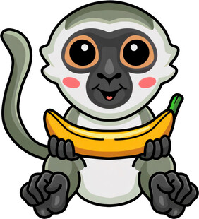 可爱小猴抱香蕉