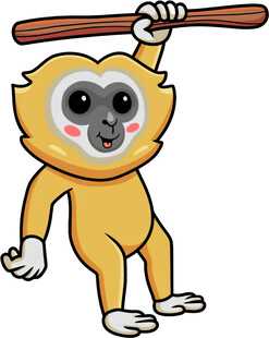 手持木棍的可爱小猴