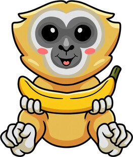 抱香蕉的可爱小猴子