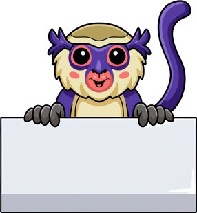 可爱猴子持空白标牌