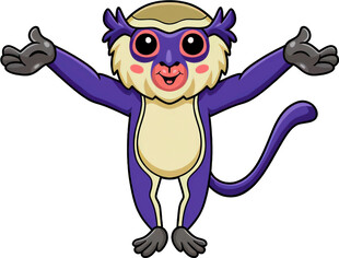 可爱紫色猴子张开双臂