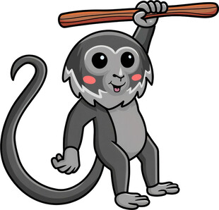 扛木棍的可爱小猴子