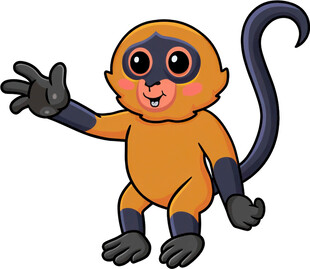 可爱小猴打招呼