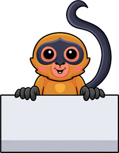 可爱小猴持空白标牌