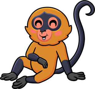 可爱小猴坐地露开心模样