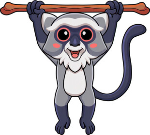 可爱小猴扛木棍