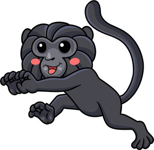 可爱黑猴子跳跃瞬间