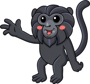 可爱黑猴子挥手
