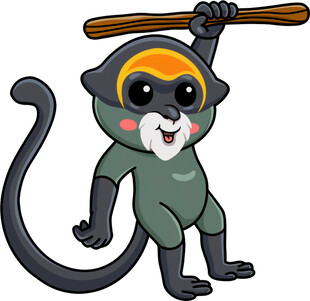 举着球棒的可爱小猴