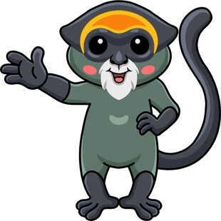 可爱卡通猴子打招呼