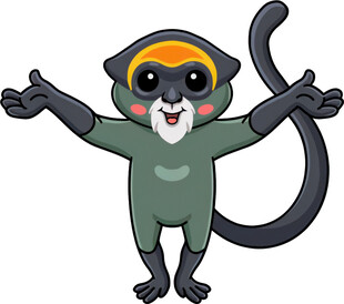 可爱卡通猴子张开双臂