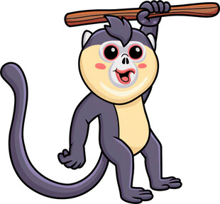 可爱小猴扛木棍