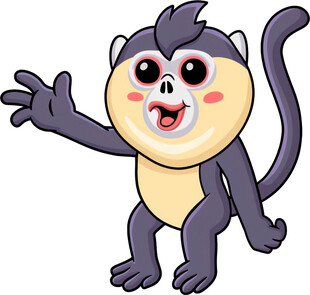 挥手的可爱小猴