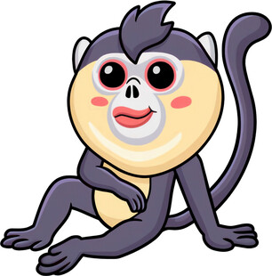 可爱卡通猴子坐姿形象