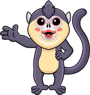 可爱猴子打招呼
