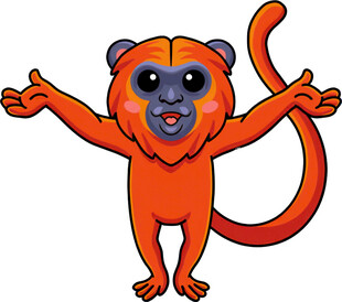 可爱橙色猴子张开双臂