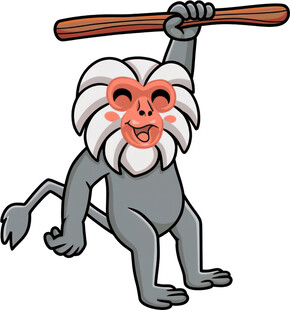 持棍猴子卡通形象