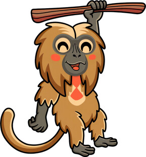 手持木棍的可爱小猴