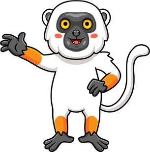 可爱卡通猴子打招呼