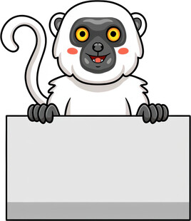 可爱猴子举空白标牌